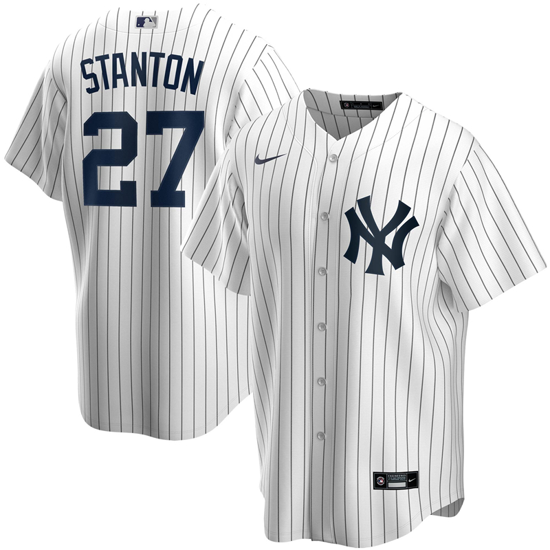 2020 MLB Men New York Yankees #27 Giancarlo Stanton Nike White Home 2020 Replica Player Jersey 1->new york yankees->MLB Jersey